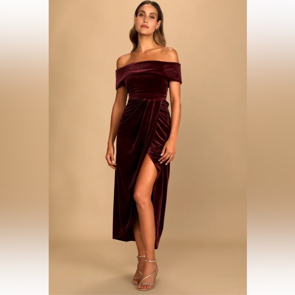 Velvet Off-the-Shoulder Maxi Dress